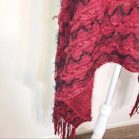 BURGUNDY PONCHO One Size - Picture 4 of 7